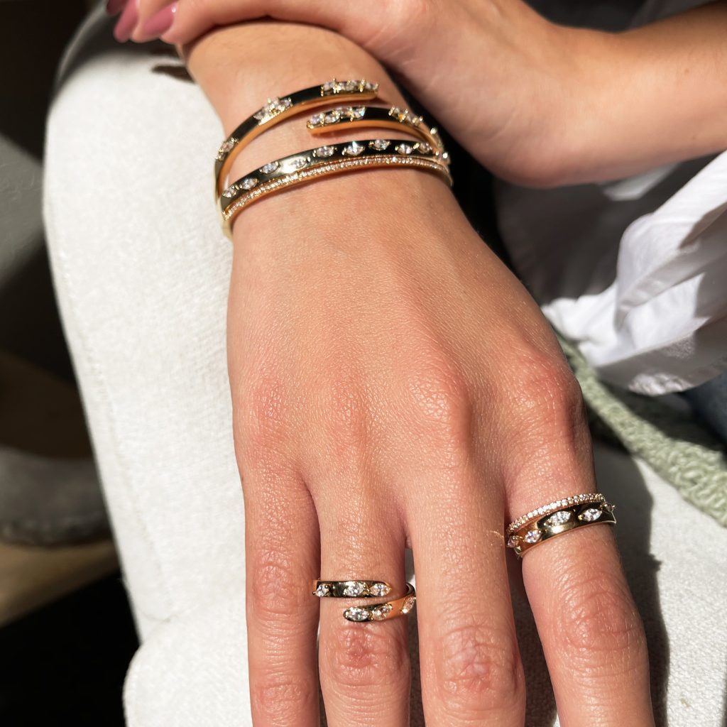 Kate Bracelet & Ring Set (Free Size) - Golden 
