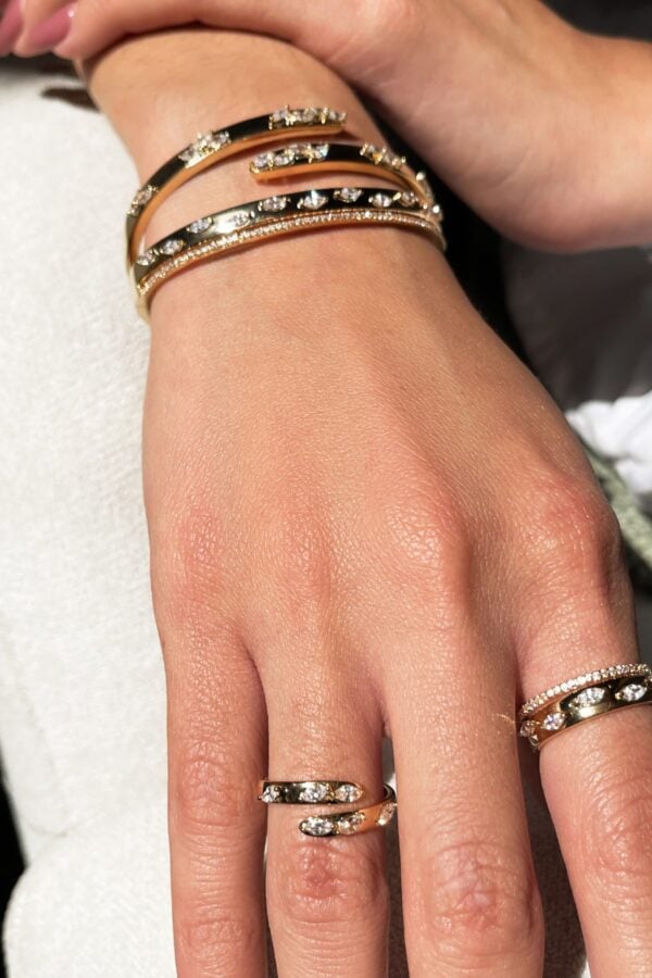 Kate Bracelet & Ring Set (Free Size) - Golden