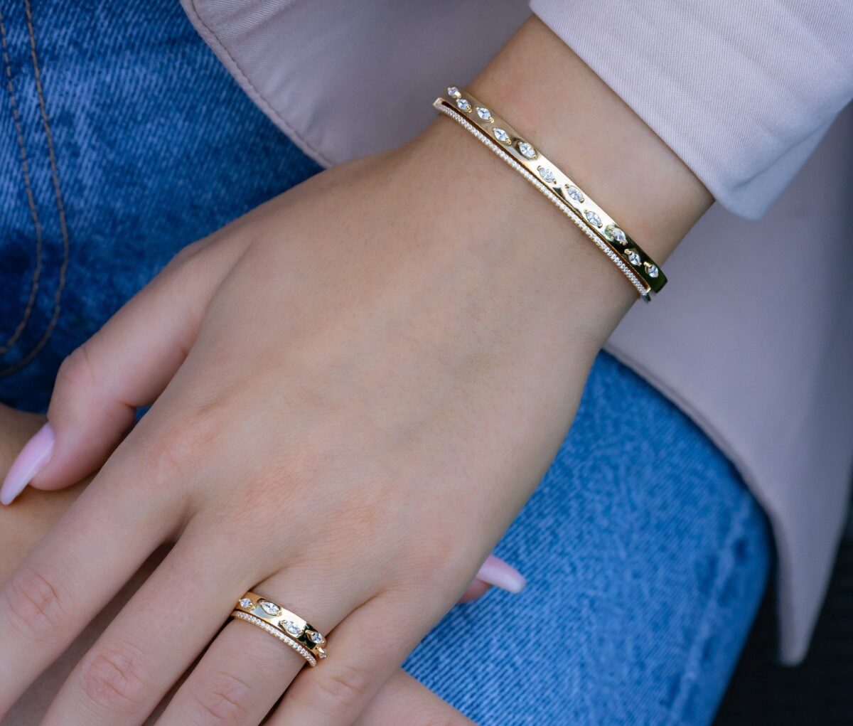 Trendy Bracelet & Ring set (Free-Size) - Image 2