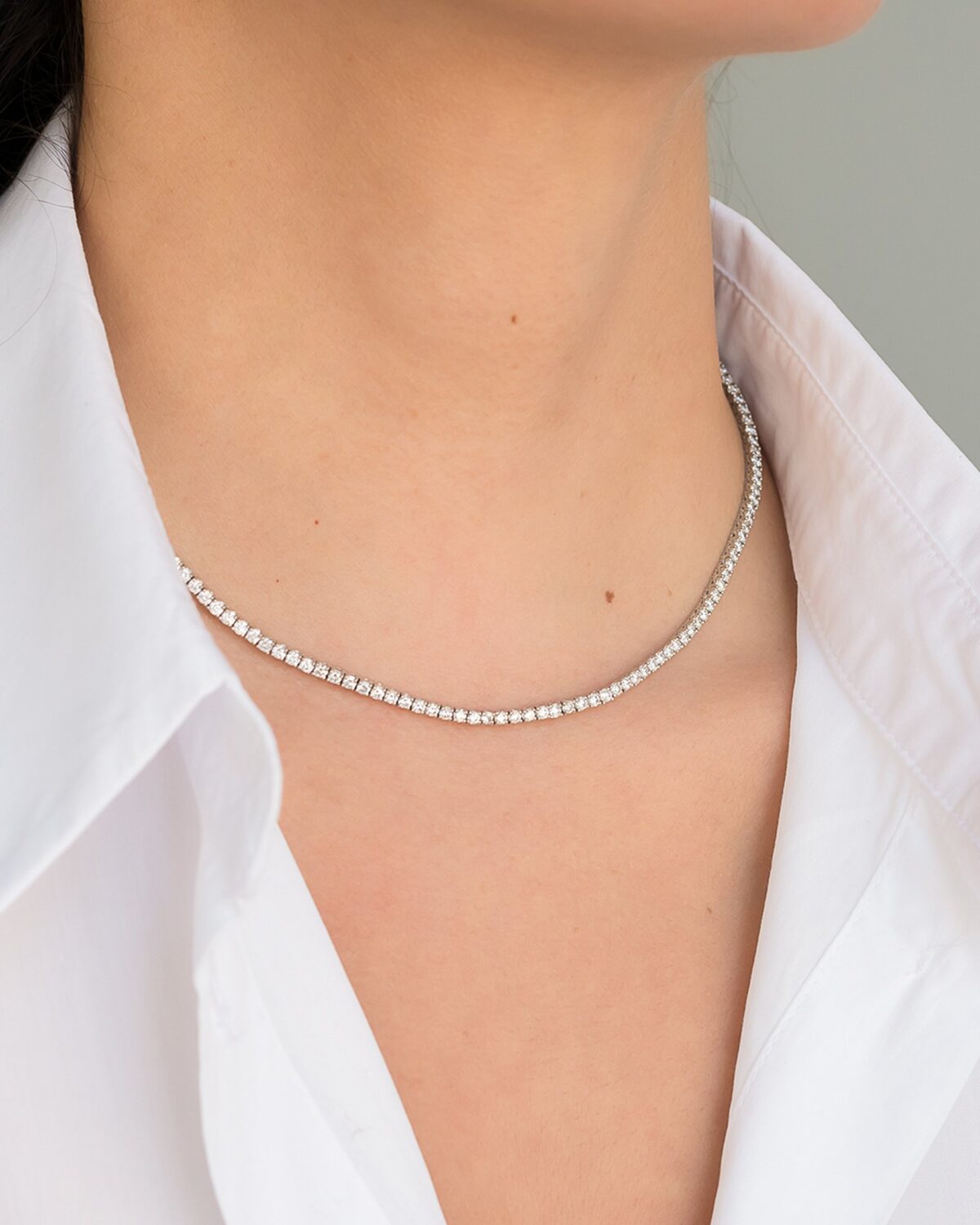 3mm Tennis Necklace - Sterling Silver - Image 5