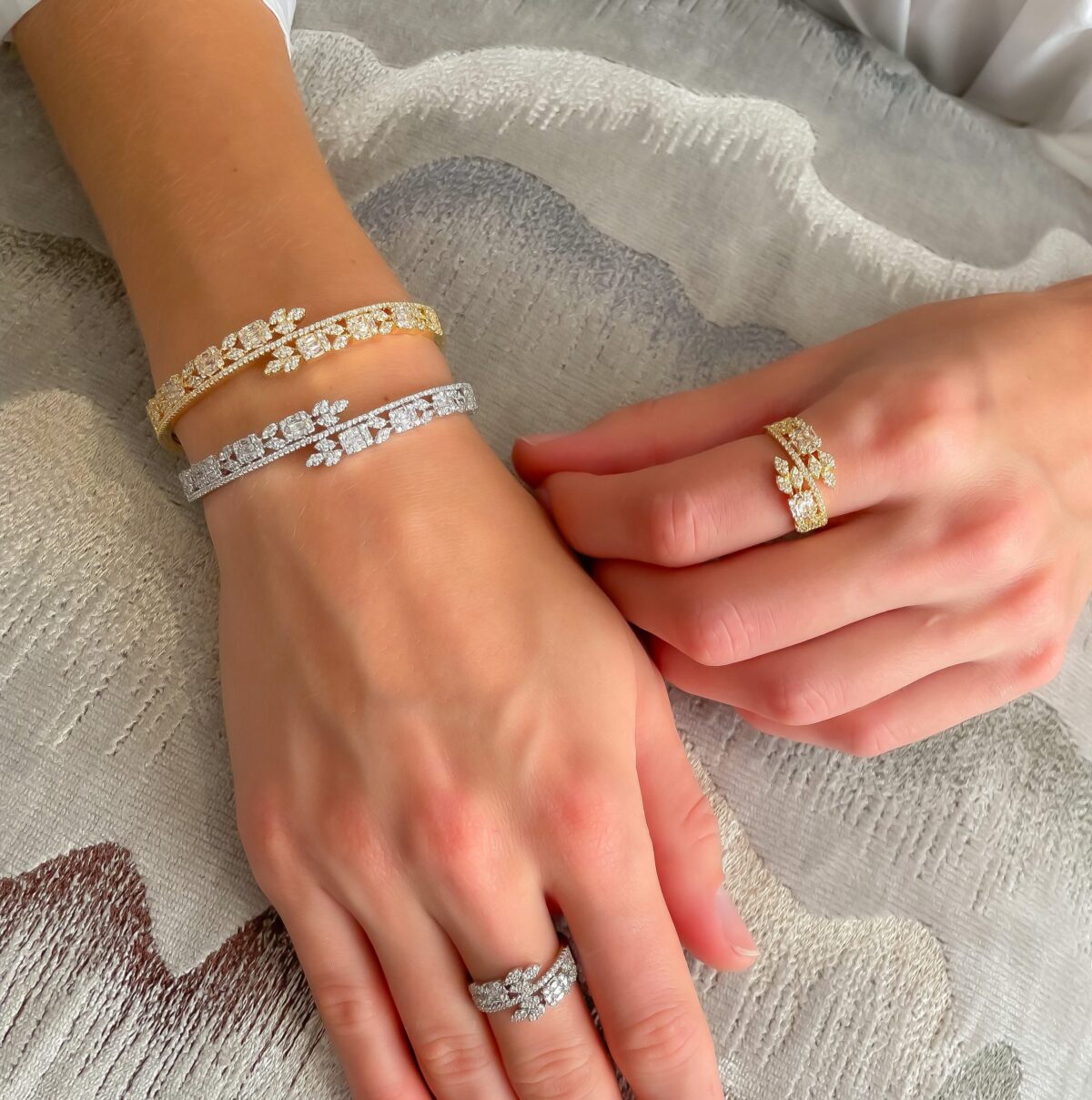 Tania Bracelet Ring Set (Free Size)