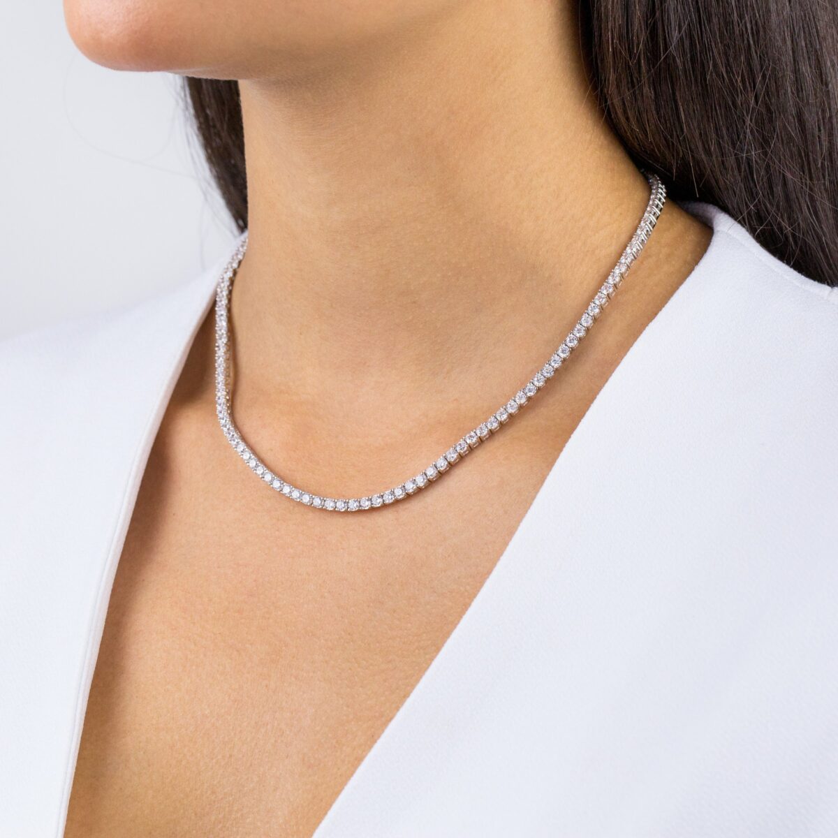 3mm Tennis Necklace - Sterling Silver - Image 4