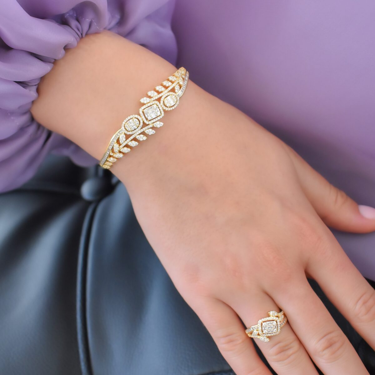 Enisa Bracelet & Ring Set (free size)