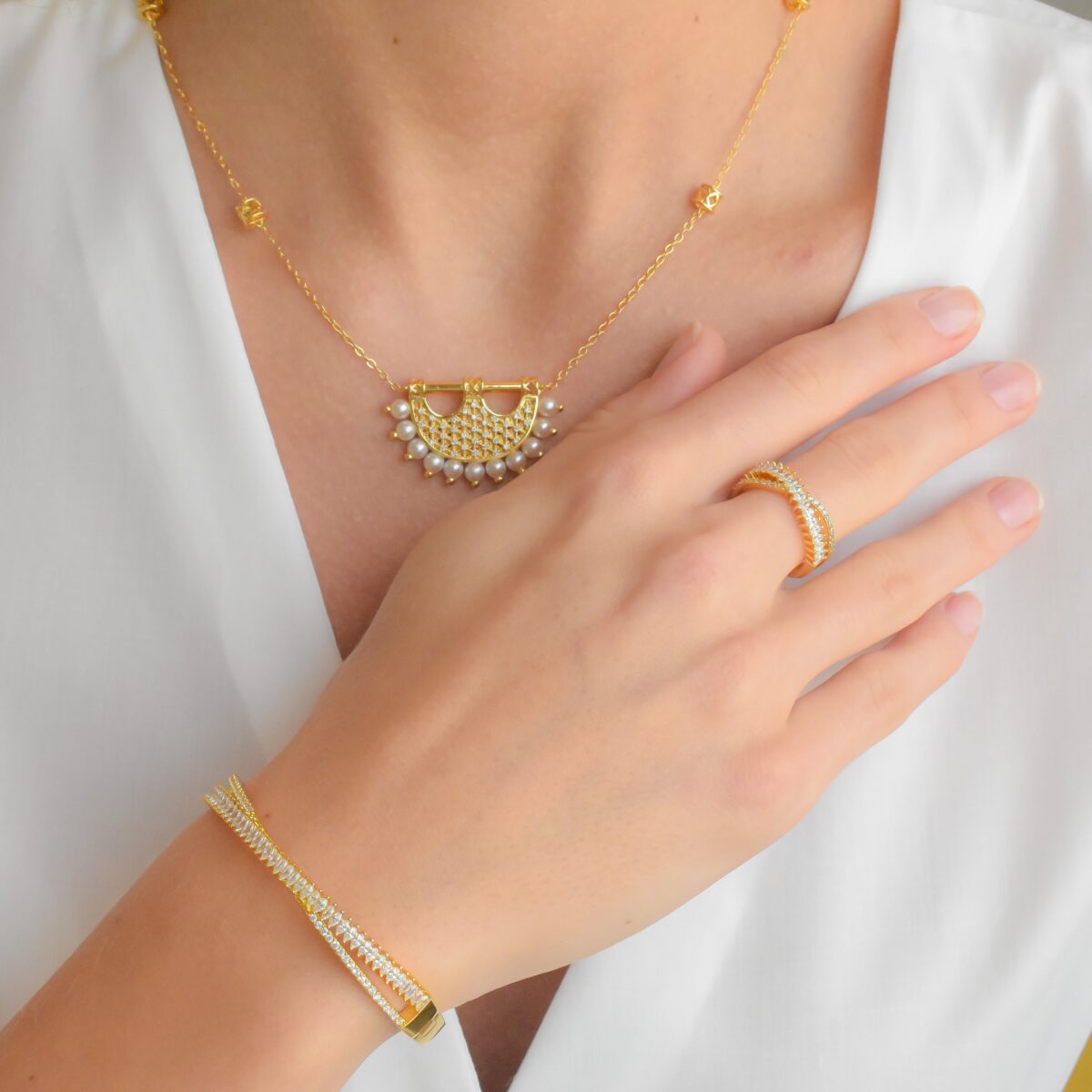 X Bracelet + Ring set (Free size) - Image 4