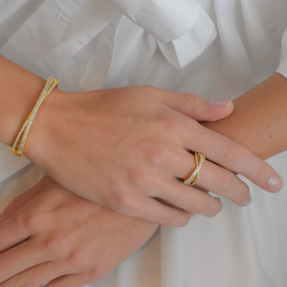X Bracelet + Ring set (Free size) - Image 3