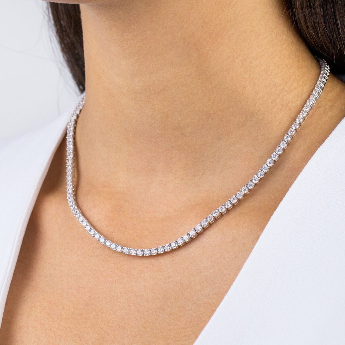 3mm Tennis Necklace - Sterling Silver - Image 6