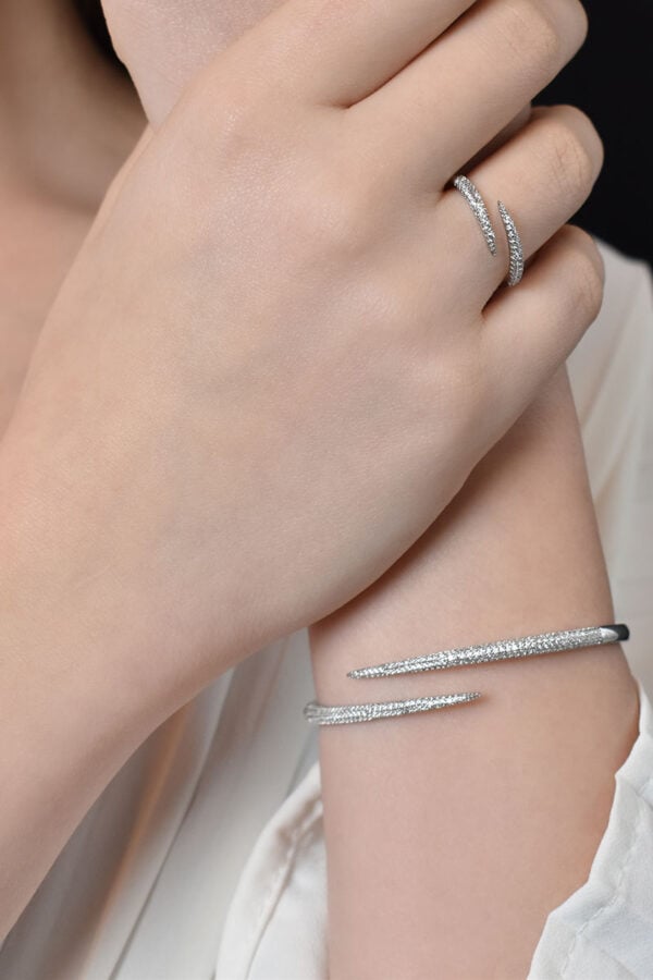 Aylani Bracelet Ring (Free Size) - Silver