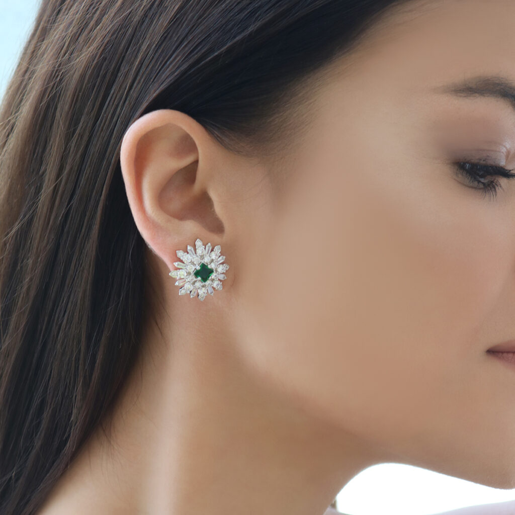 Mathilda Earrings - Emerald Green 