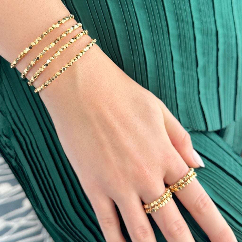 Asma Bracelet Ring Set (Free Size) - Golden, 2 bangle + 1 ring set 