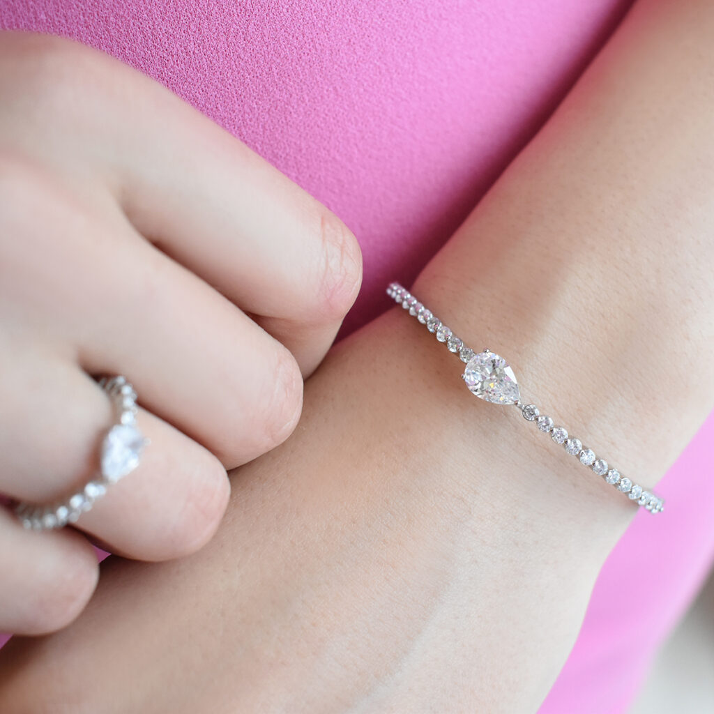 Pear Drop Bracelet & Ring Set (Free Size) 