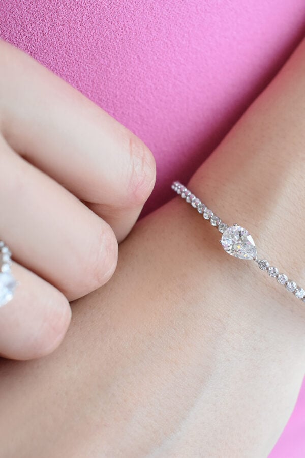 Pear Drop Bracelet & Ring Set (Free Size)