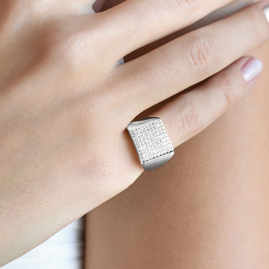 خاتم وانيا بينكي (مقاس حر) - فضي 