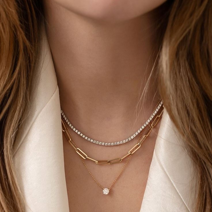 Classic Diamond Tennis Necklace – 14k White Gold _ 5 Carat _ 182323