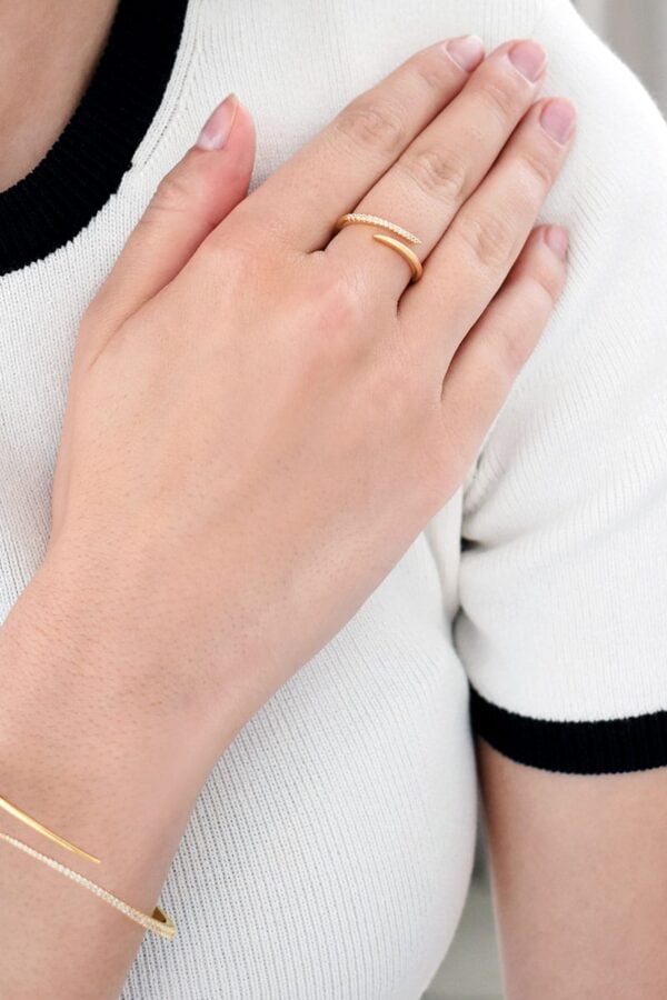 Clodilte Bracelet Ring Set (Free Size) - Golden