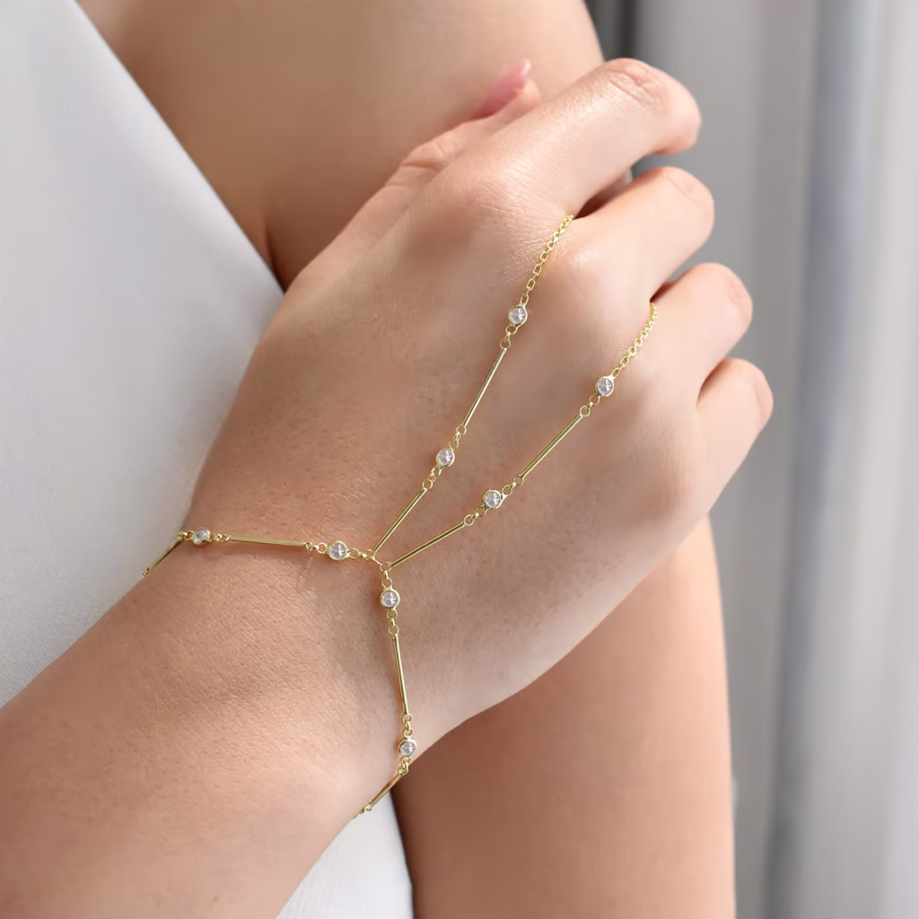 Charee Hand Chain Bracelet - Golden 