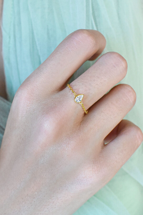 Dorian Waterdrop Ring (Free Size) - Golden