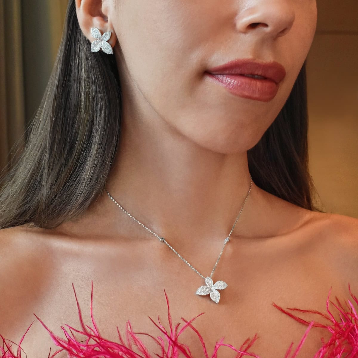 Feis Flower Necklace Earring Set