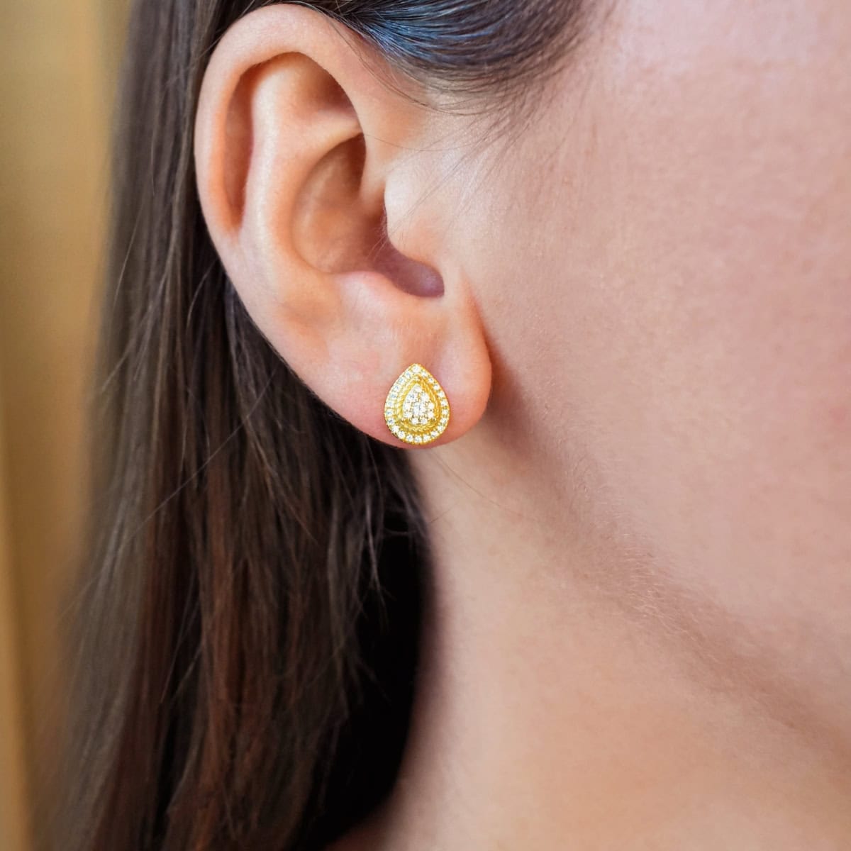 Fire Fly Halo Pear Studs
