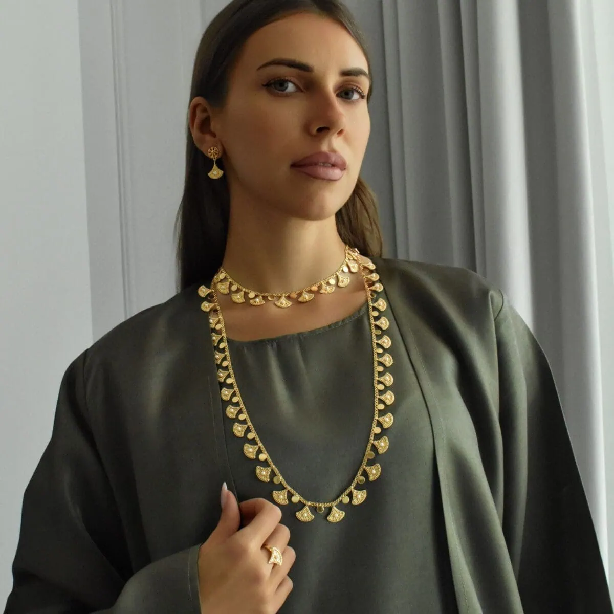 Thalia 2 Layer Necklace Earrings And Ring Set - Image 2
