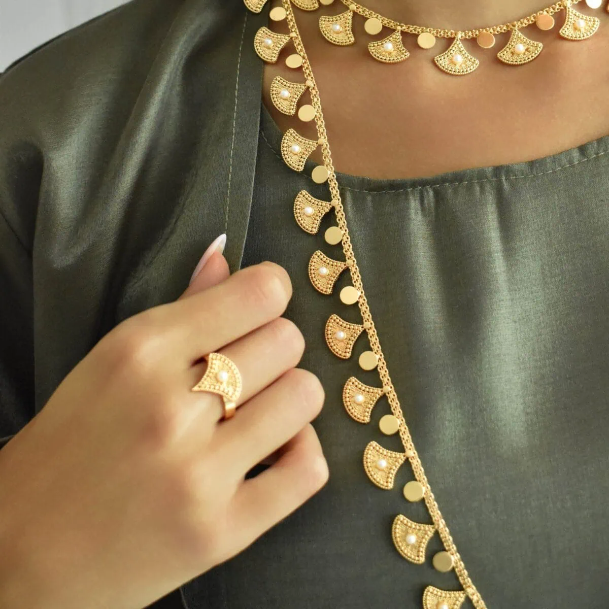 Thalia 2 Layer Necklace Earrings And Ring Set - Image 3