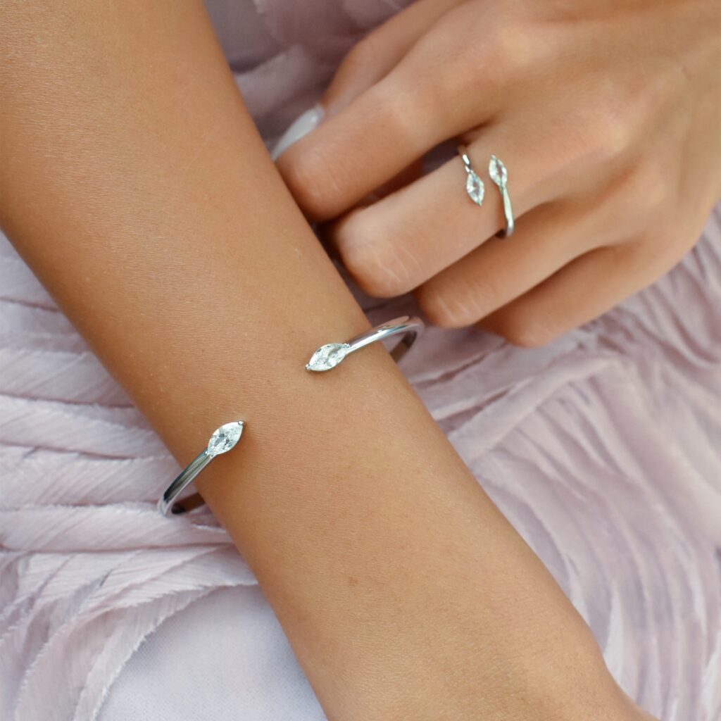 Linnea Bracelet Ring Set (Free Size) - Silver 