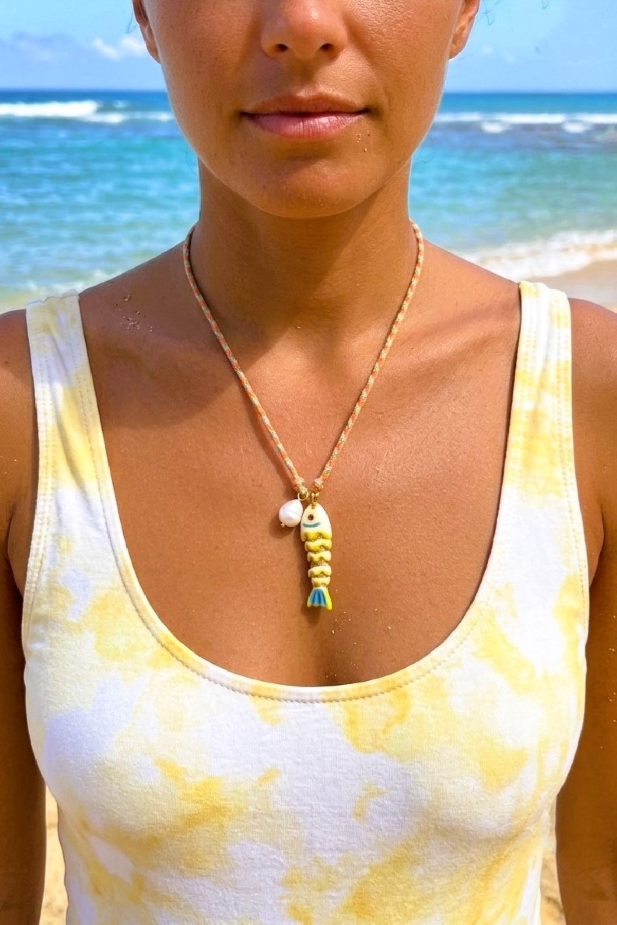 Moana Koi Fish And Pearl Pendant Necklace